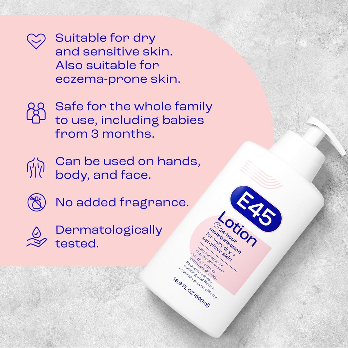 E45 Moisturising Lotion 500ml – Long-Lasting Hydration for Dry & Sensitive Skin