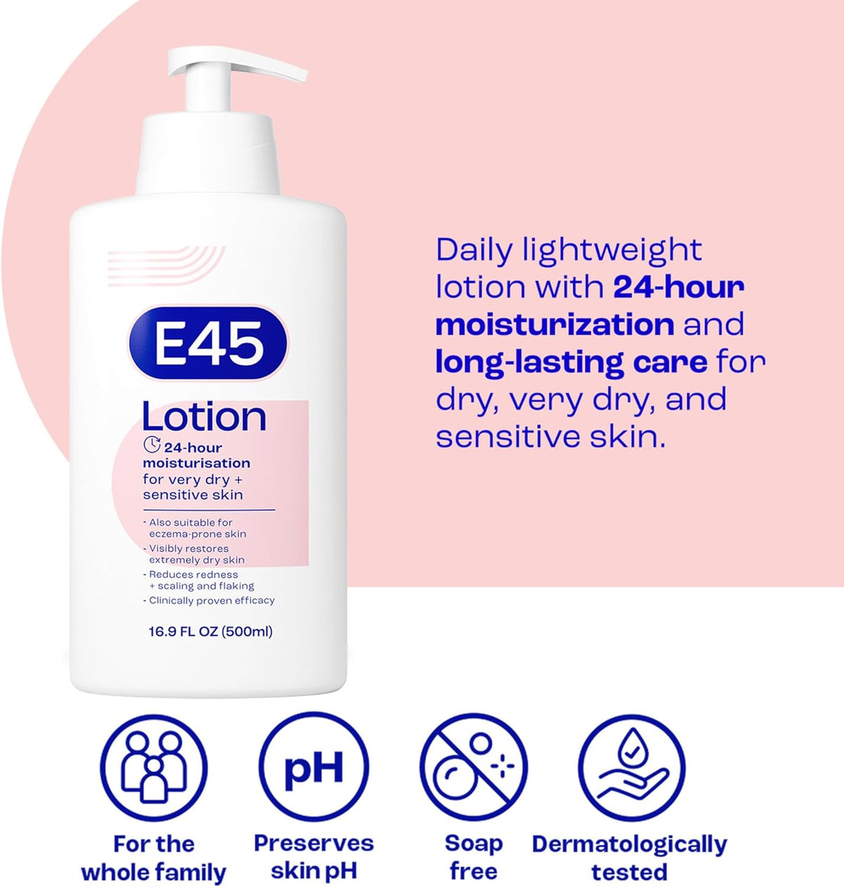 E45 Moisturising Lotion 500ml – Long-Lasting Hydration for Dry & Sensitive Skin