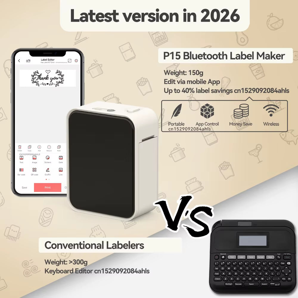 Portable Bluetooth Label Printer  Inkless & Wireless